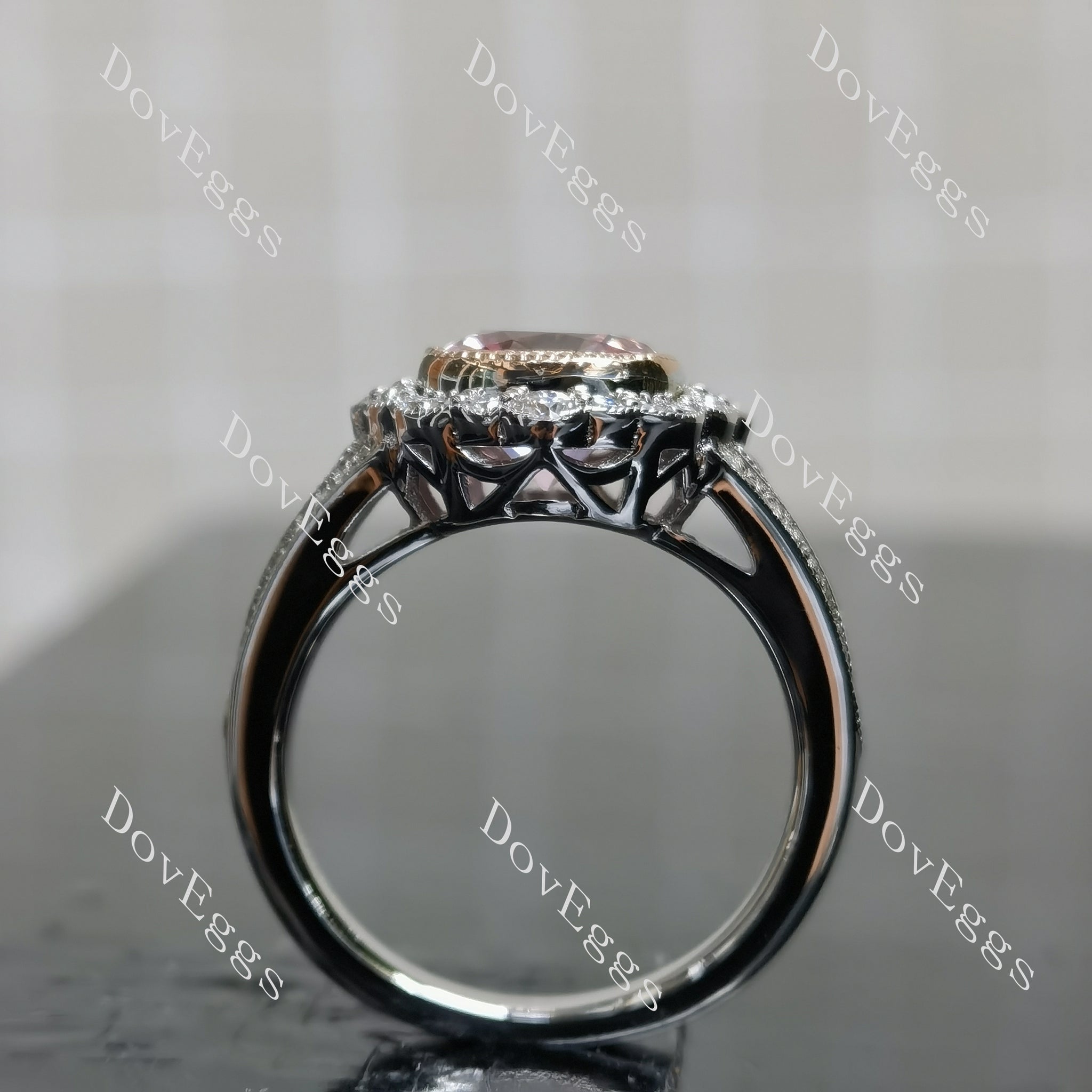 (size 7.75) Doveggs sterling silver 3ct Cushion pink sapphire engagement ring