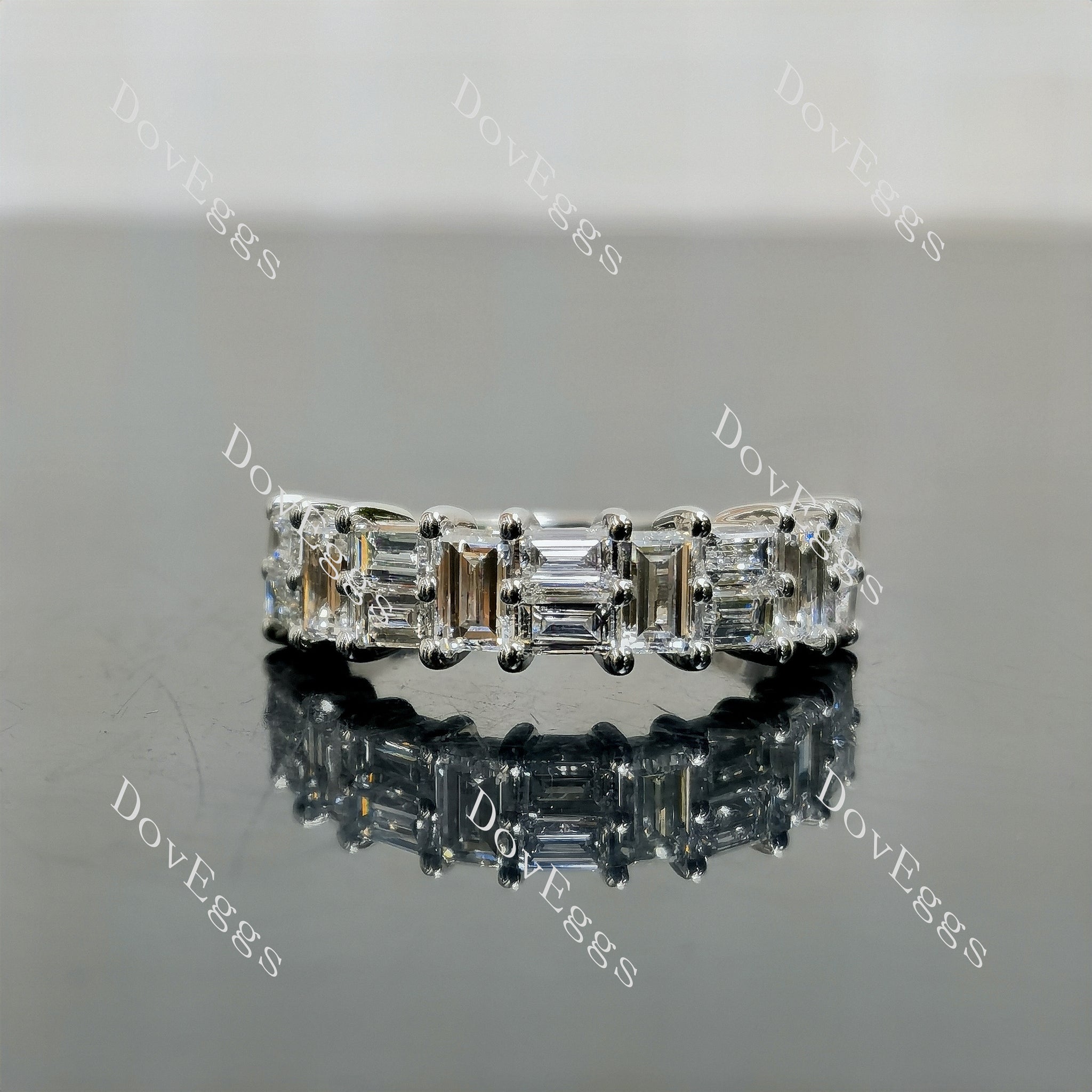 Doveggs baguette pave moissanite/ lab grown diamond accents wedding band-2.2mm band width