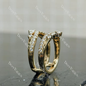Doveggs round marquise pave moissanite/lab grown diamond enhancer/wedding band-7.3mm band width