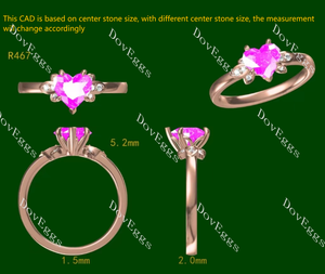 Doveggs Heart Side Stones Fancy Pink Lab Grown Diamond Engagement Ring