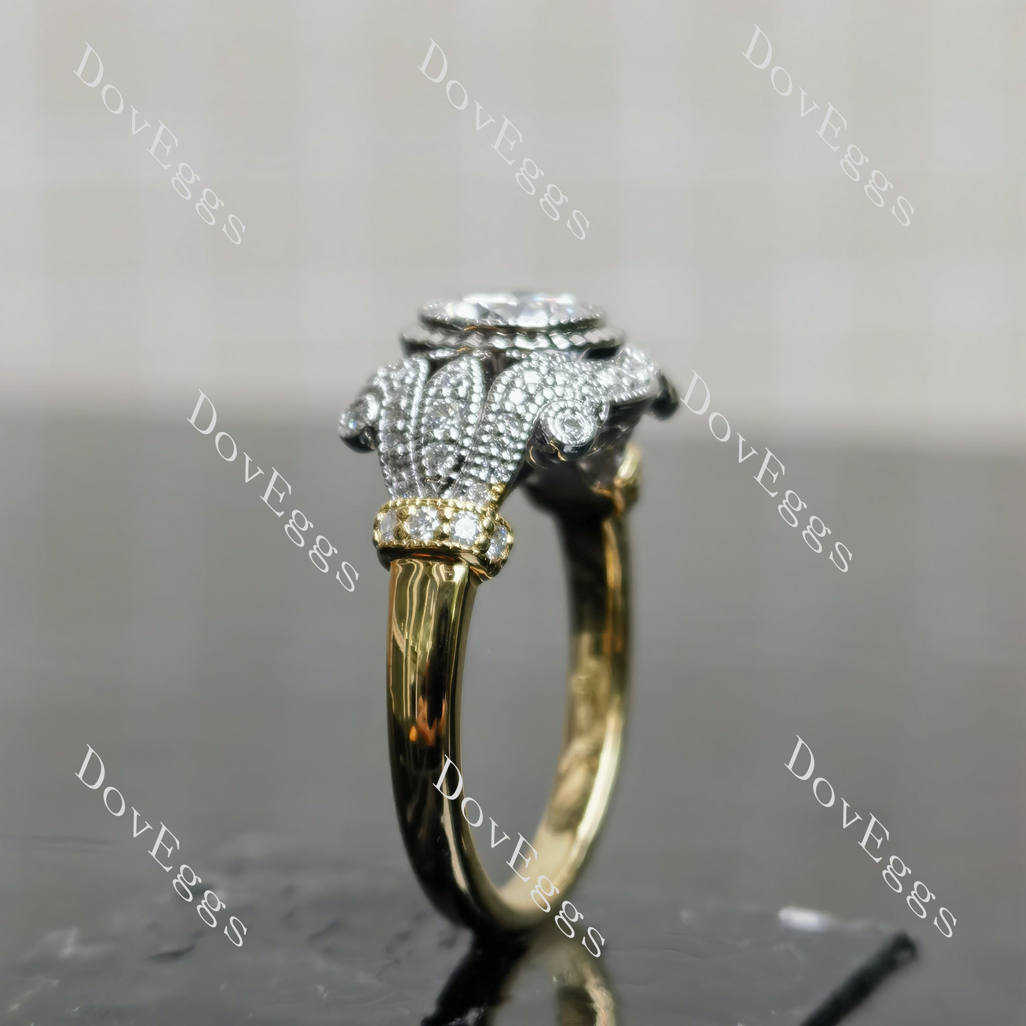 (size 6.75)Doveggs sterling silver 1ct Round moissanite engagement ring