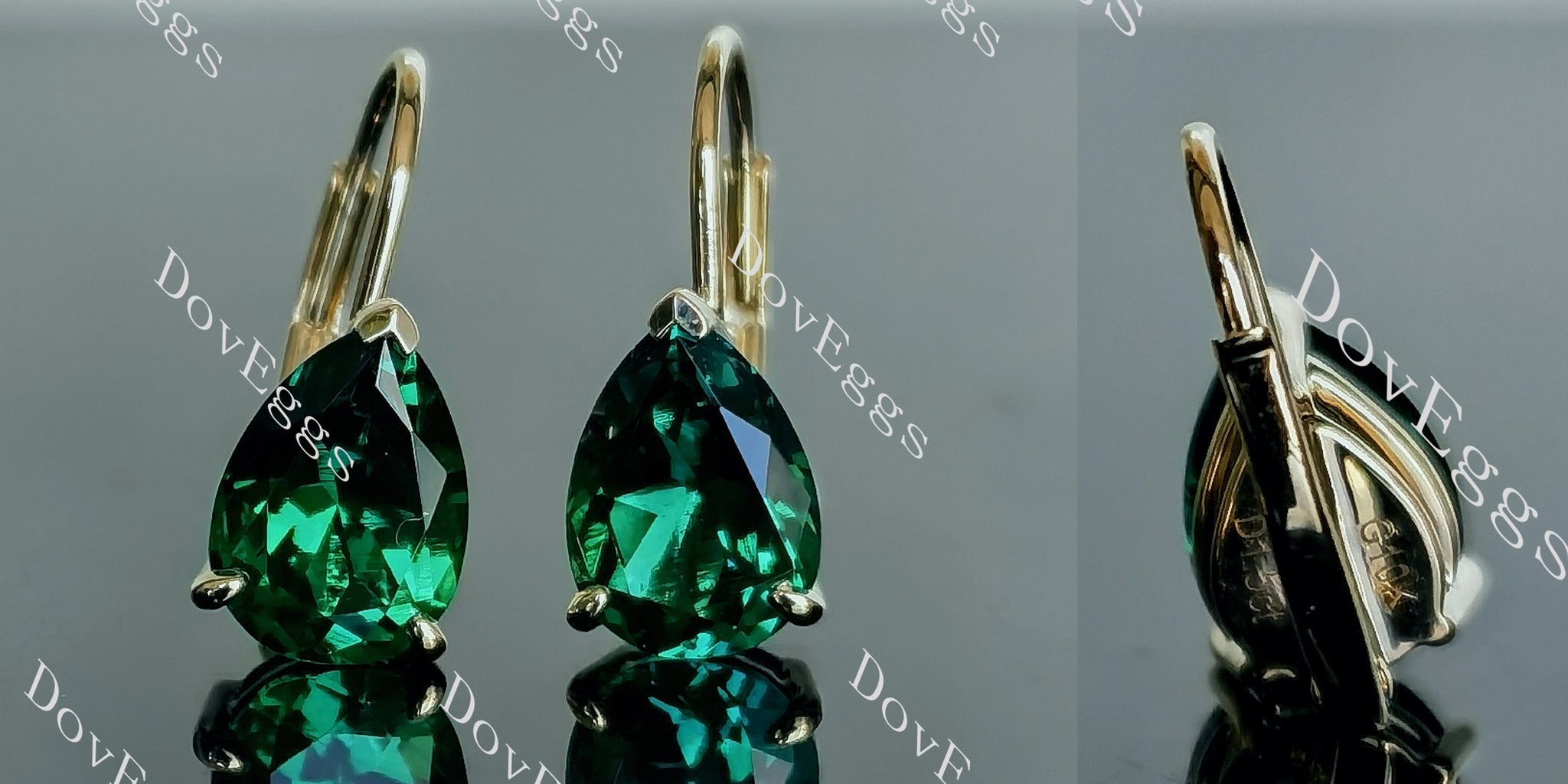 Doveggs pear solitaire colored gem earrings for women