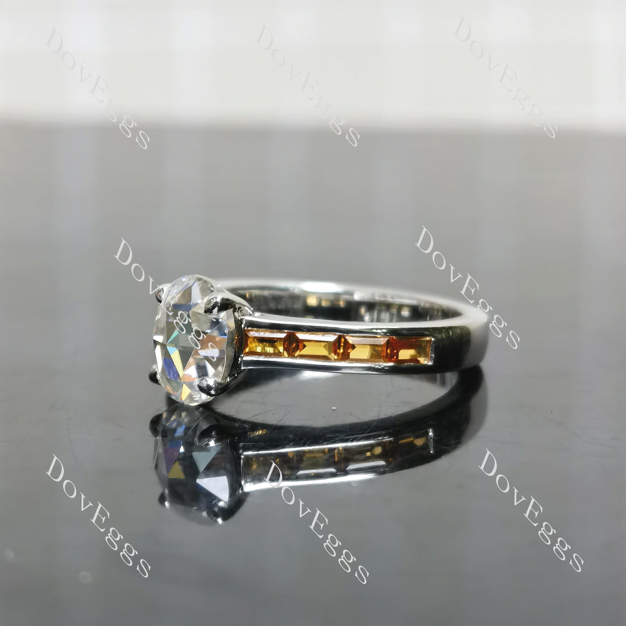 (size 6.5)Doveggs sterling silver 1.5ct Oval moissanite engagement ring