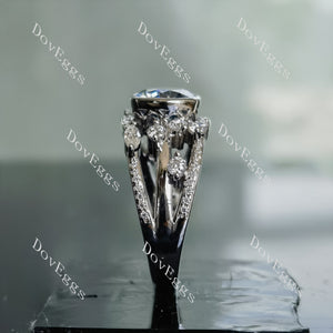 Doveggs 2ct Round Twilight Blue Moissanite center 2.74cttw Moissanite Stones Sterling Silver Ring