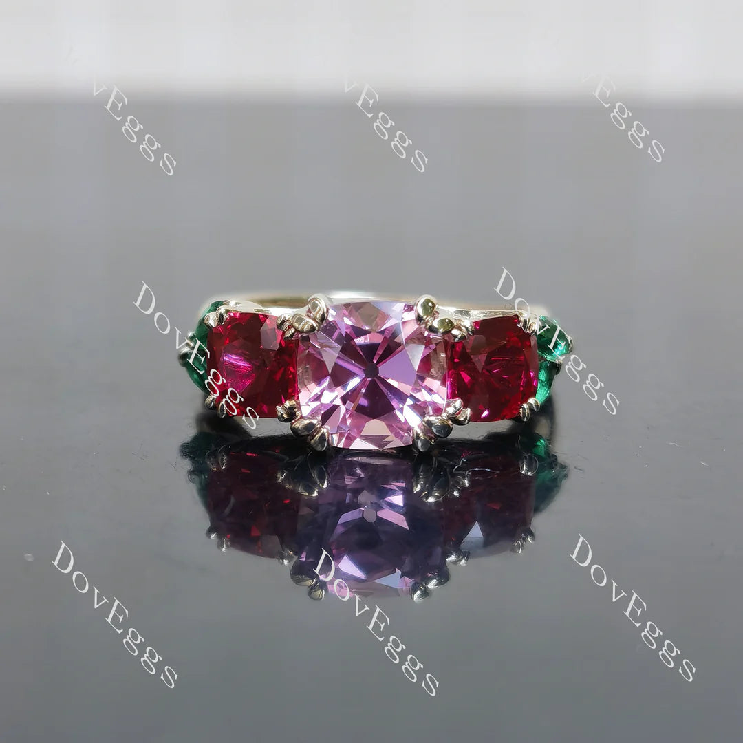 Doveggs art deco three stones engagement ring only semi-mount only(Exclusively to DovEggs Stones)