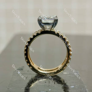 (size 6) Doveggs 14k white gold & yellow gold 4.53ct Emerald F color VS1 Clarity Excellent cut lab grown diamond ring(certified)