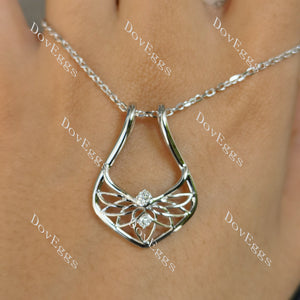 Doveggs lotus crystal round moissanite/lab grown diamond pendant necklace (pendant only)