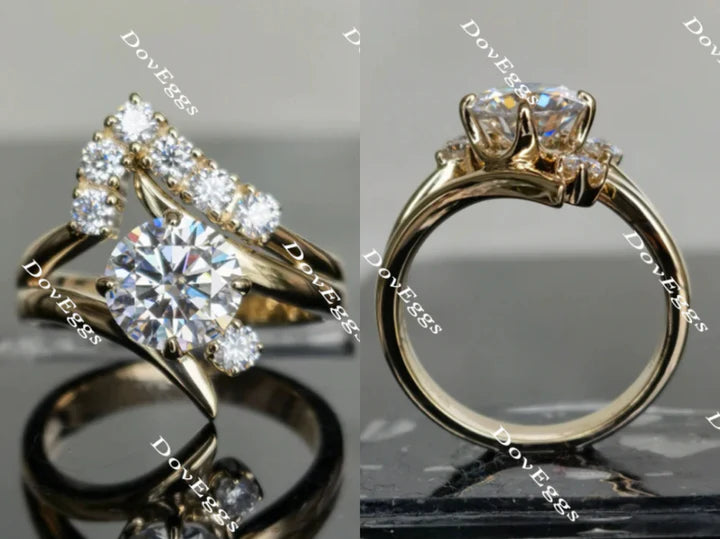 Doveggs curved band art deco engagement ring only semi-mount only(Exclusively to DovEggs Stones)