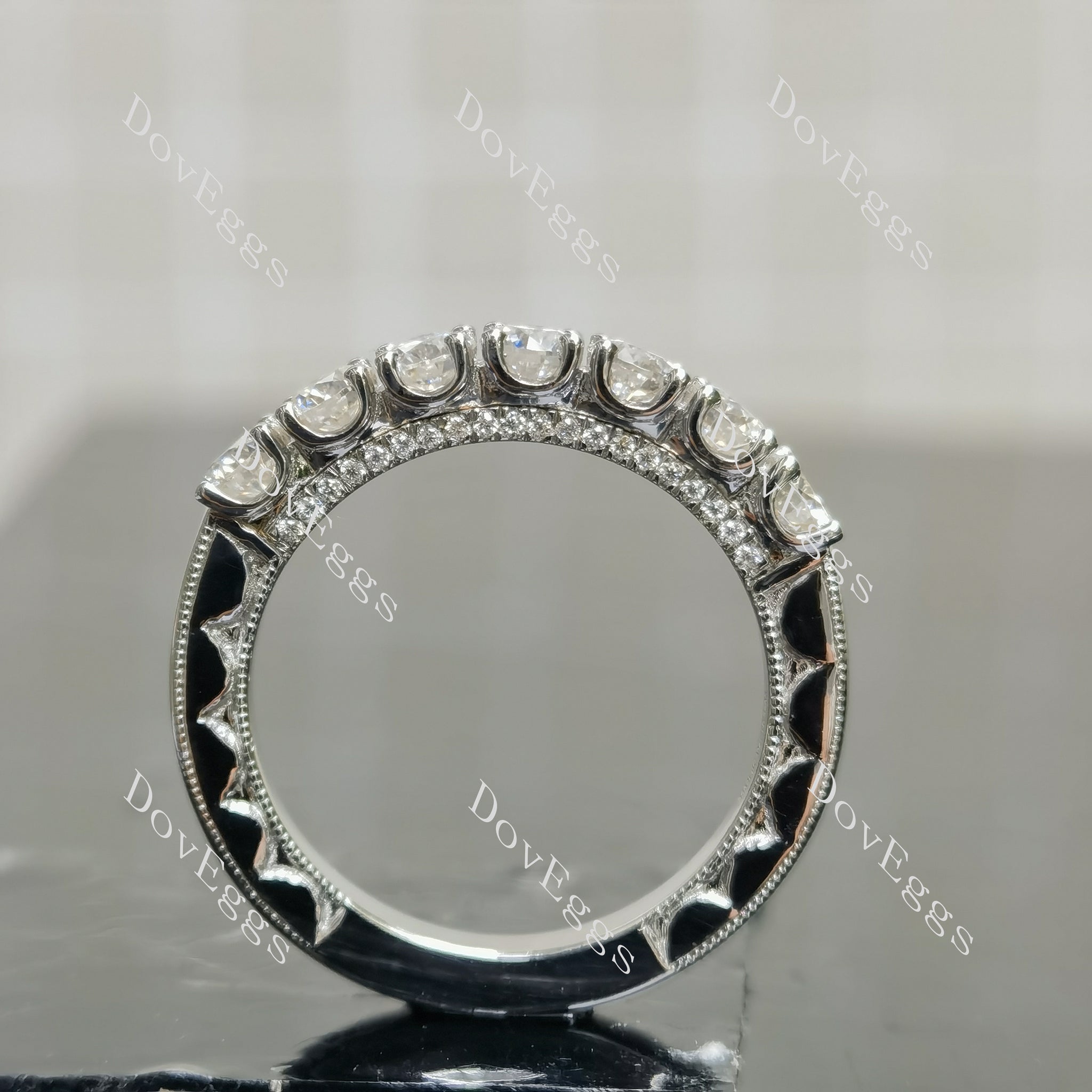 (size 7.25) Doveggs sterling silver 3ct cushion moissanite bridal set(2 rings)