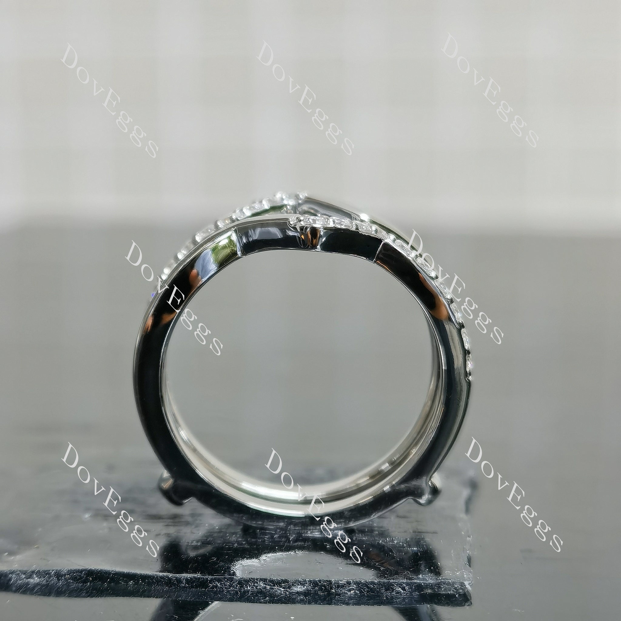 LuLu round pave moissanite/ lab grown diamond accents enhancer-6mm band width