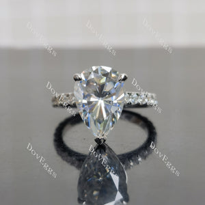 (size 6.5) Doveggs sterling silver 6ct pear pave moissanite engagement ring