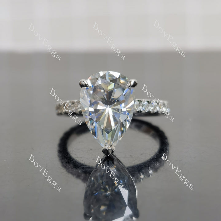 (size 6.5) Doveggs sterling silver 6ct pear pave moissanite engagement ring