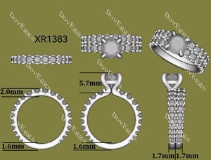Doveggs round pave moissanite/lab grown diamond wedding band for women (wedding band only)-1.7mm band width