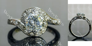 round vintage moissanite engagement ring