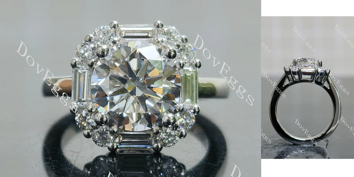 Doveggs Round Halo Vintage Lab Grown Diamond Engagement Ring