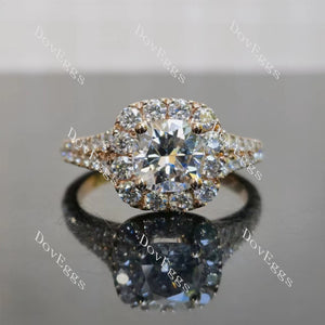Doveggs cushion halo half eternity moissanite bridal set (2 rings)