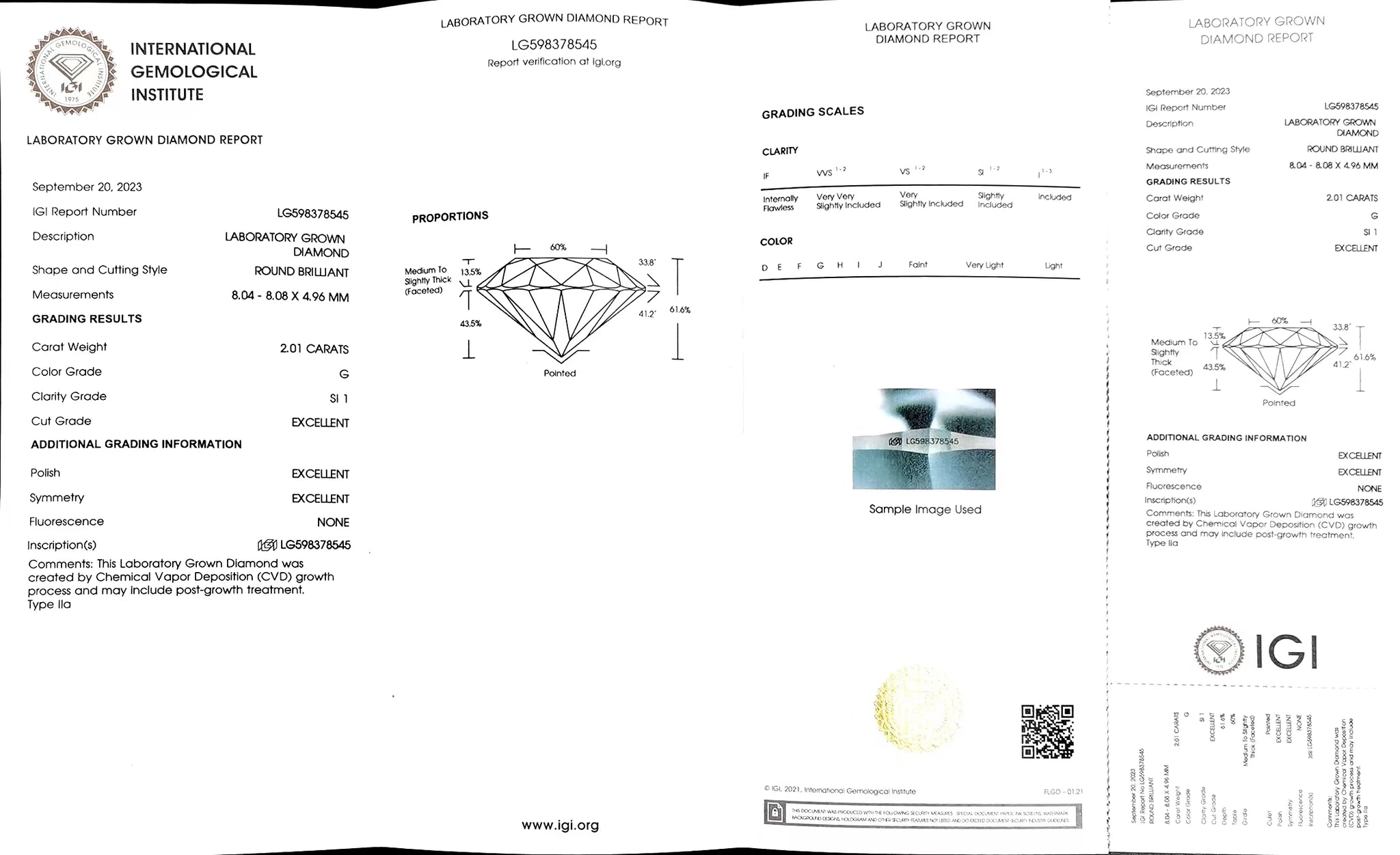 Doveggs 2.01ct round G color SI1 Clarity Excellent cut lab diamond stone(certified)