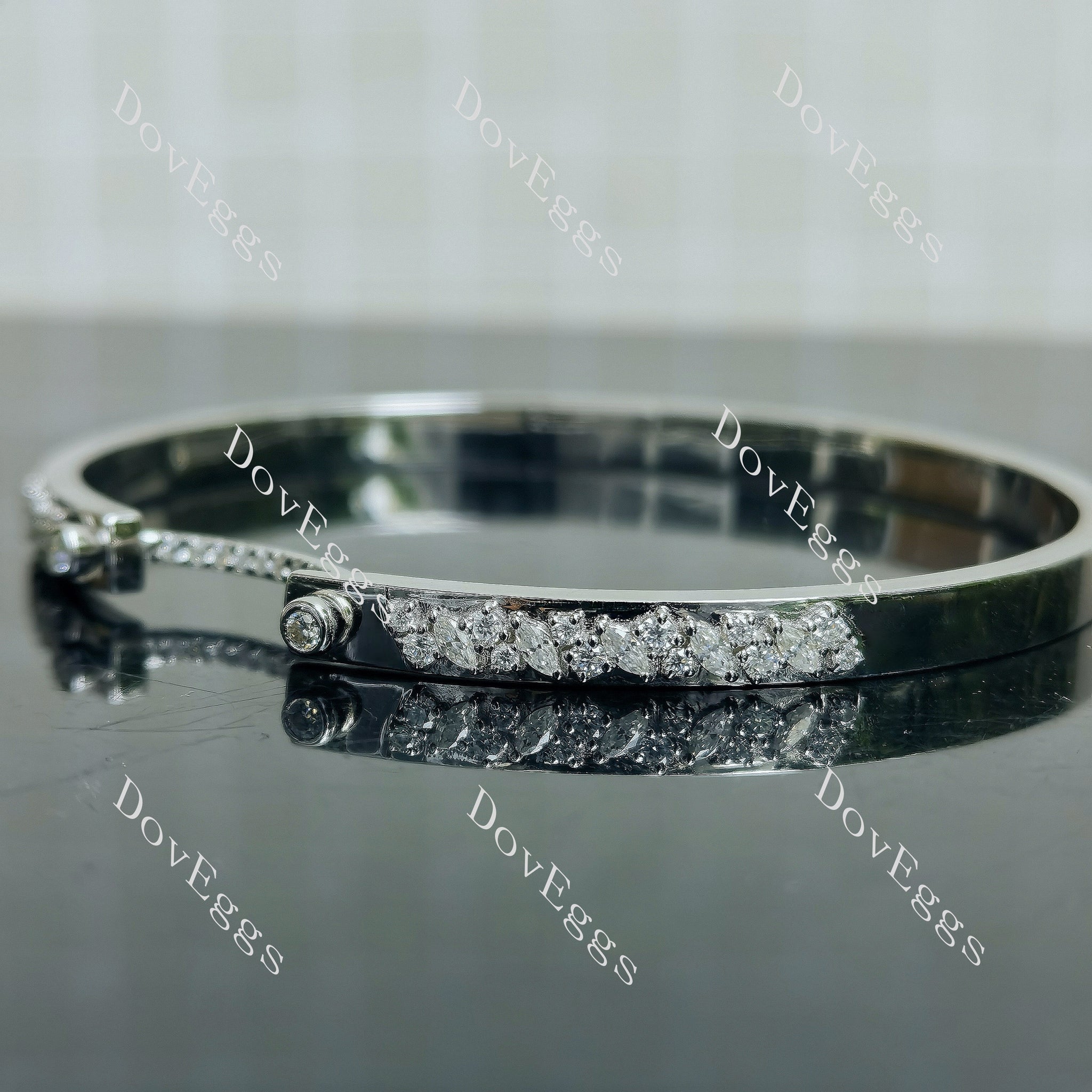 Doveggs marquise round moissanite/lab grown diamond bangle/bracelet