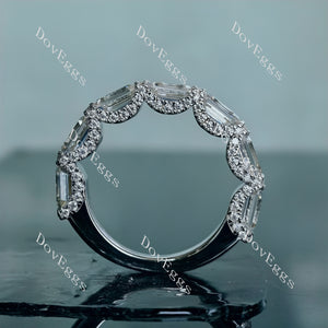 Doveggs emerald art deco pave moissanite/Lab grown diamond wedding band-2.5mm band width