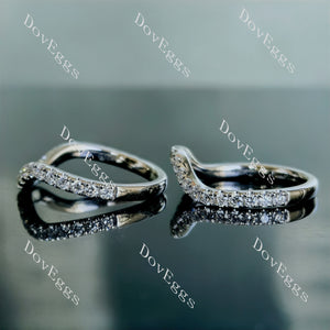 Doveggs round pave curved moissanite wedding band (1 piece of band only)-2.0mm band width
