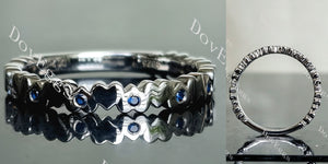 Doveggs round moissanite/lab grown diamond & colored gem wedding band-3.0mm band width