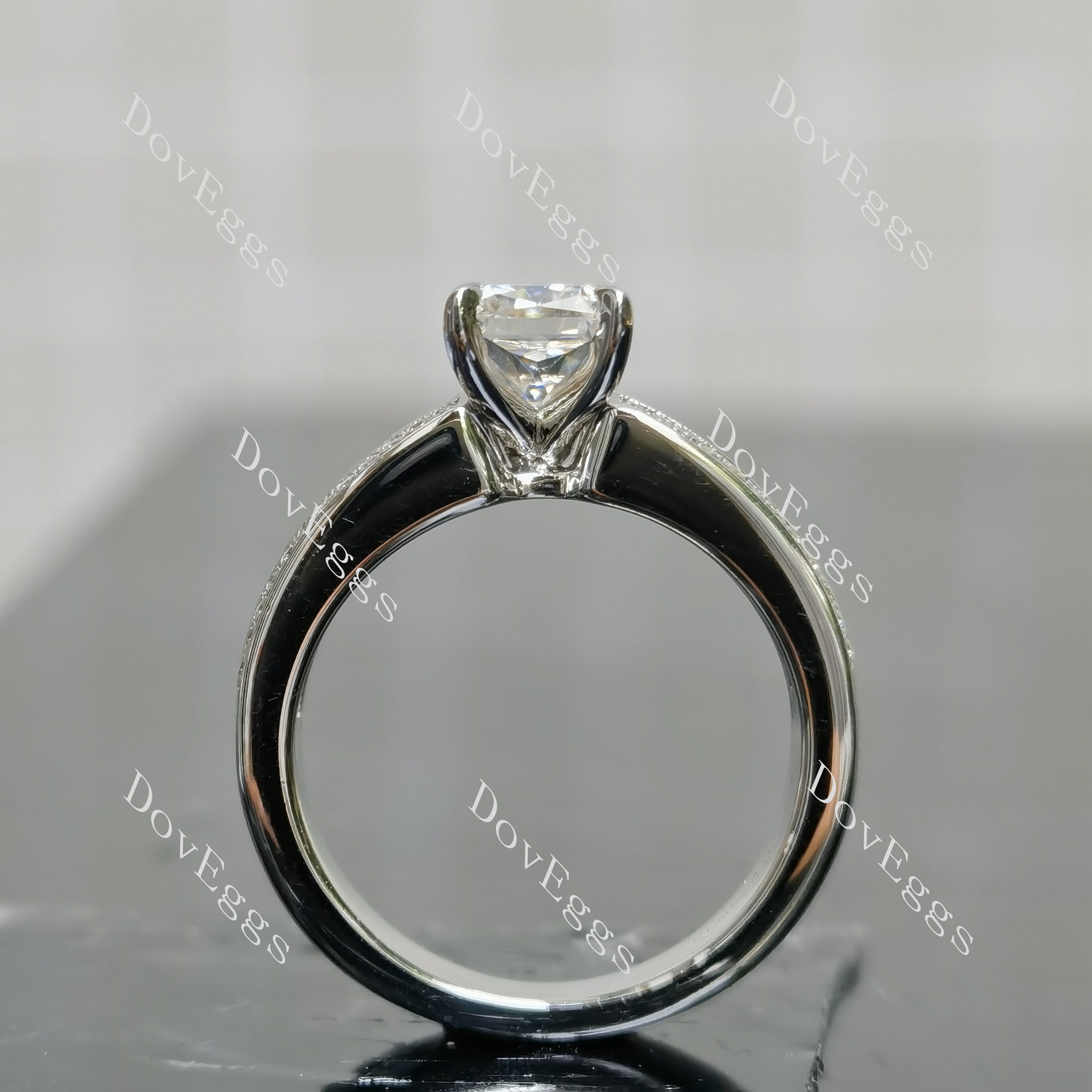 (size 5) Doveggs sterling silver 1ct radiant moissanite ring bridal set(2 rings)