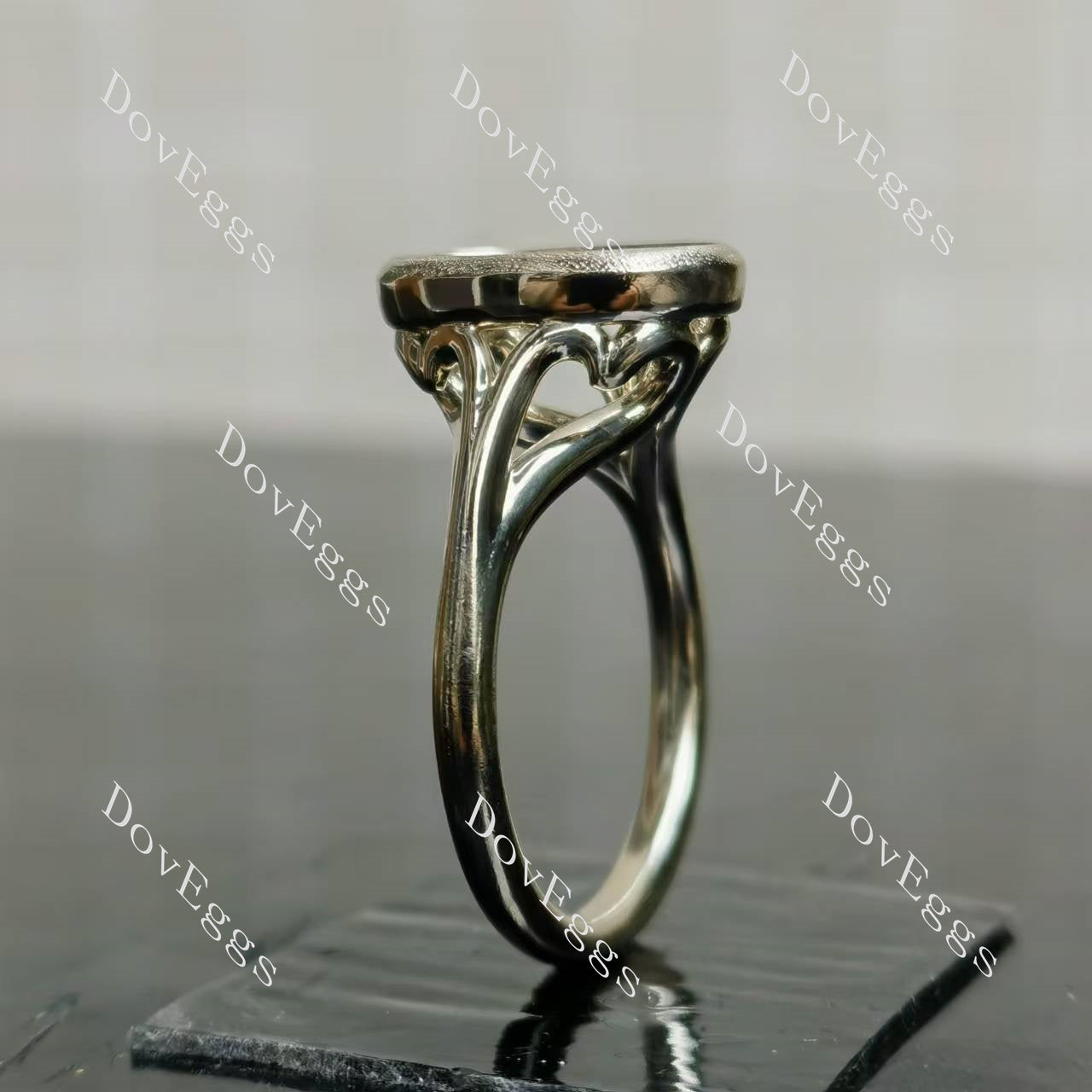 Doveggs bezel art deco solitaire engagement ring semi-mount only(Exclusively to DovEggs Stones)