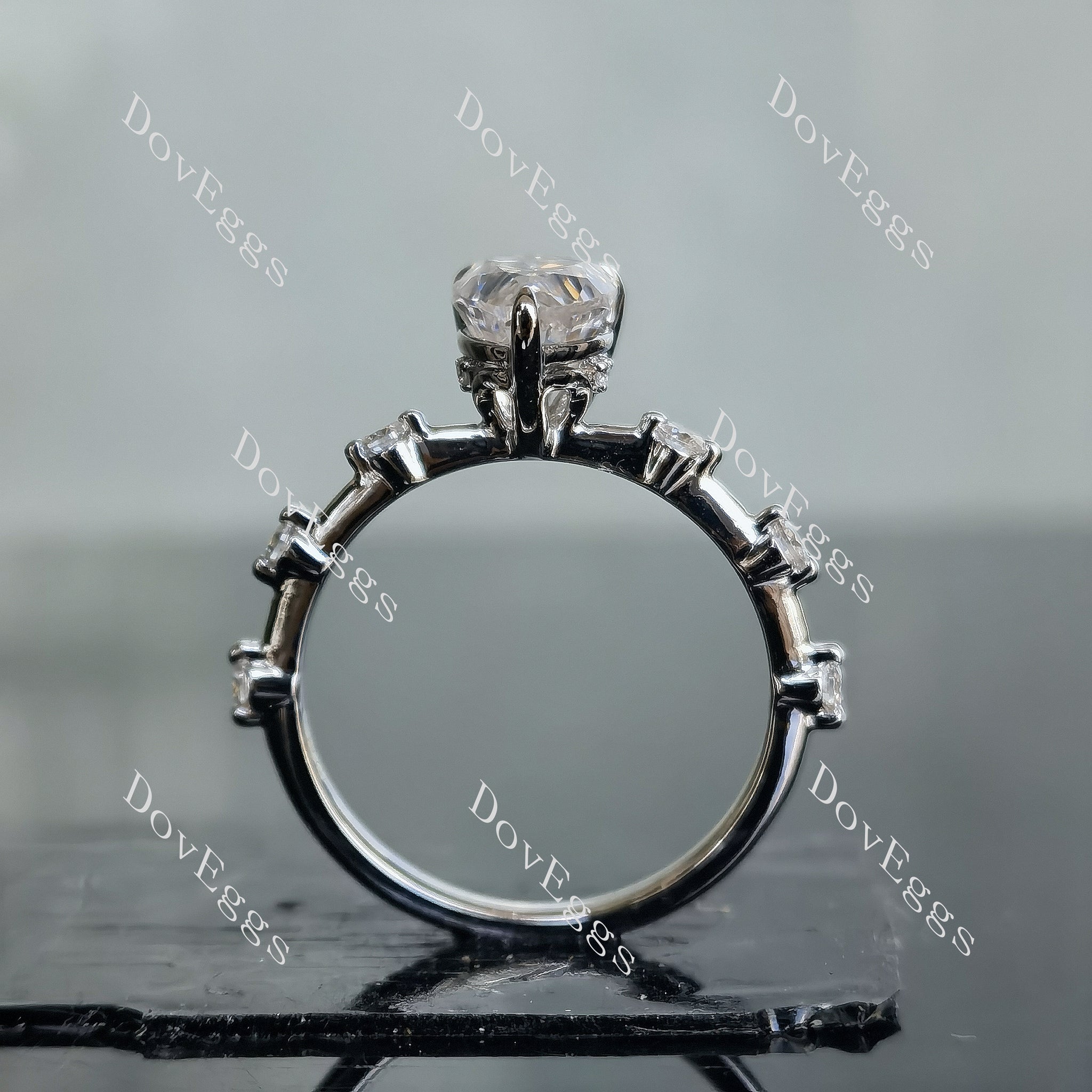 Doveggs pear pave moissanite engagement ring