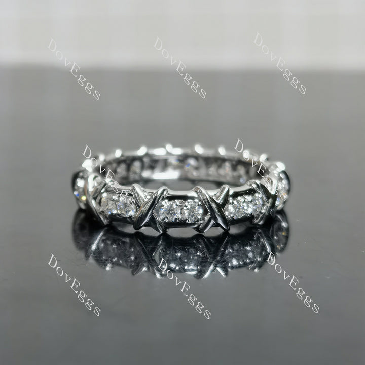 (size 9.5) Doveggs sterling silver 0.7cttw round moissanite wedding band