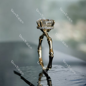 Doveggs oval bamboo art deco moissanite engagement ring