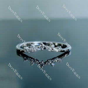 Doveggs marquise round art deco moissanite/lab grown diamond wedding band-1.6mm band width