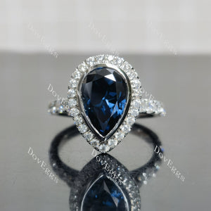 (size 8.25) Doveggs sterling silver 5ct pear twilight blue moissanite engagement ring