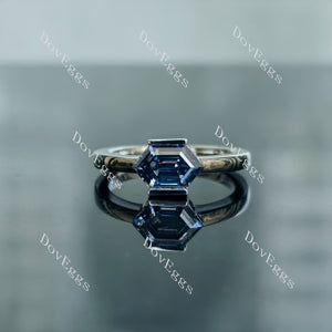 Dovie Doutch Marquise cut bezel solitaire twilight blue moissanite