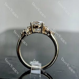 Doveggs oval floral side stones moissanite engagement ring