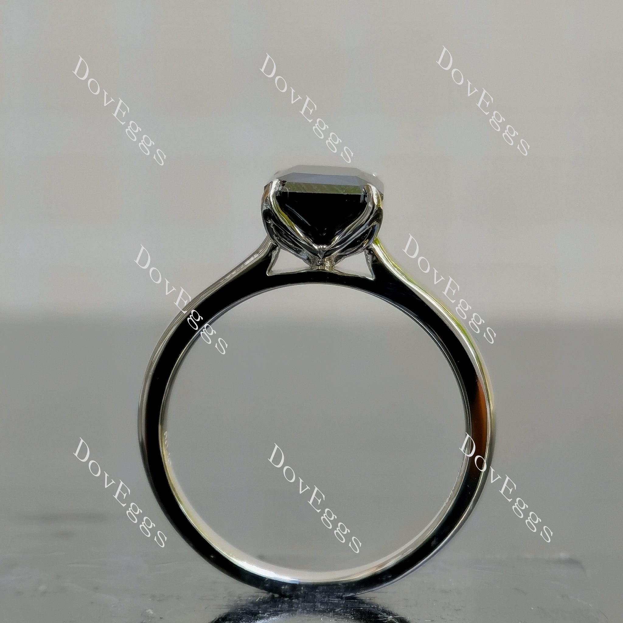 Doveggs radiant solitaire black moissanite engagement ring