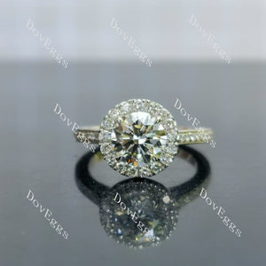 Doveggs round halo pave vintage moissanite engagement ring