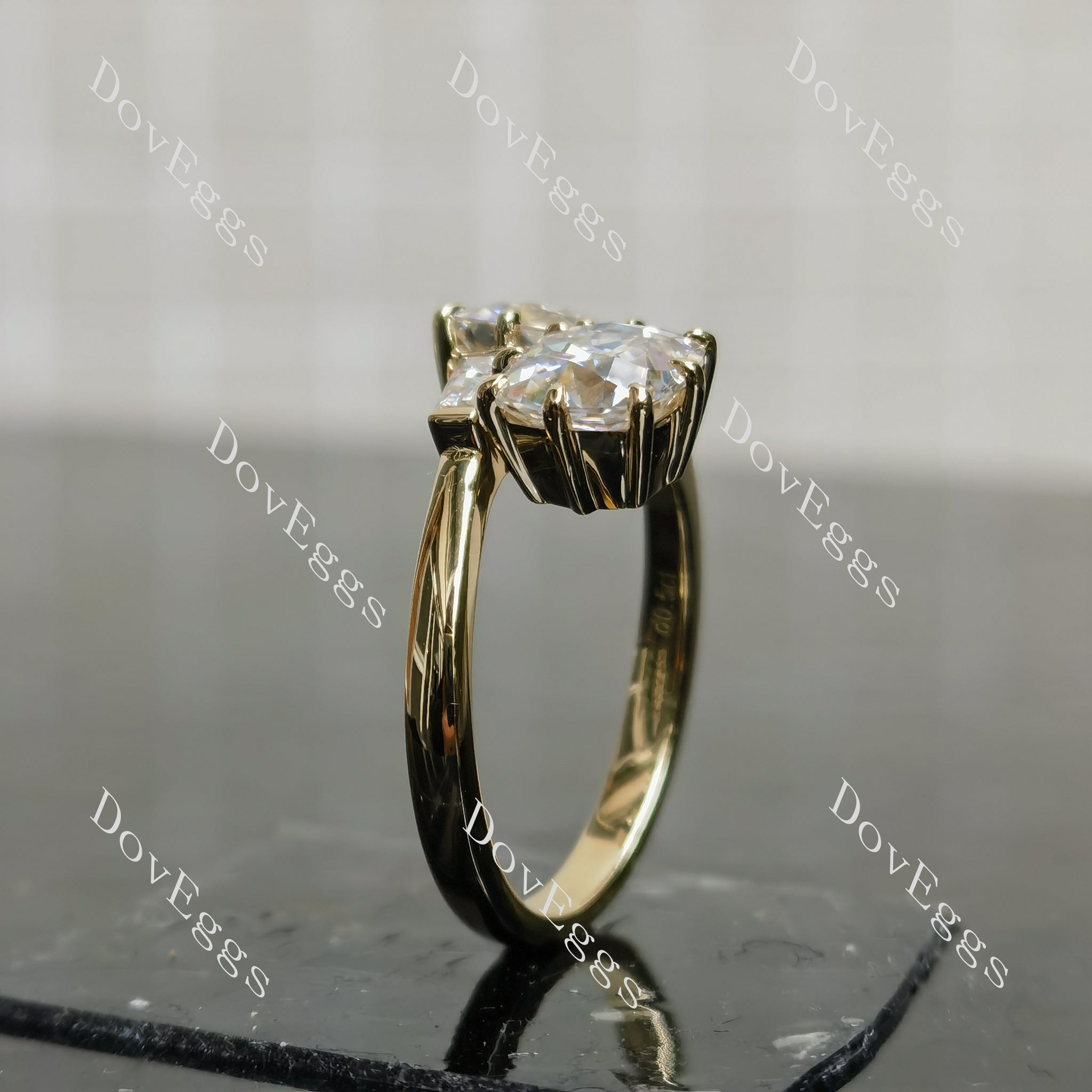 Doveggs cushion two stones moissanite engagement ring