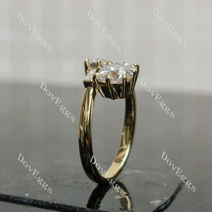 Doveggs cushion two stones moissanite engagement ring