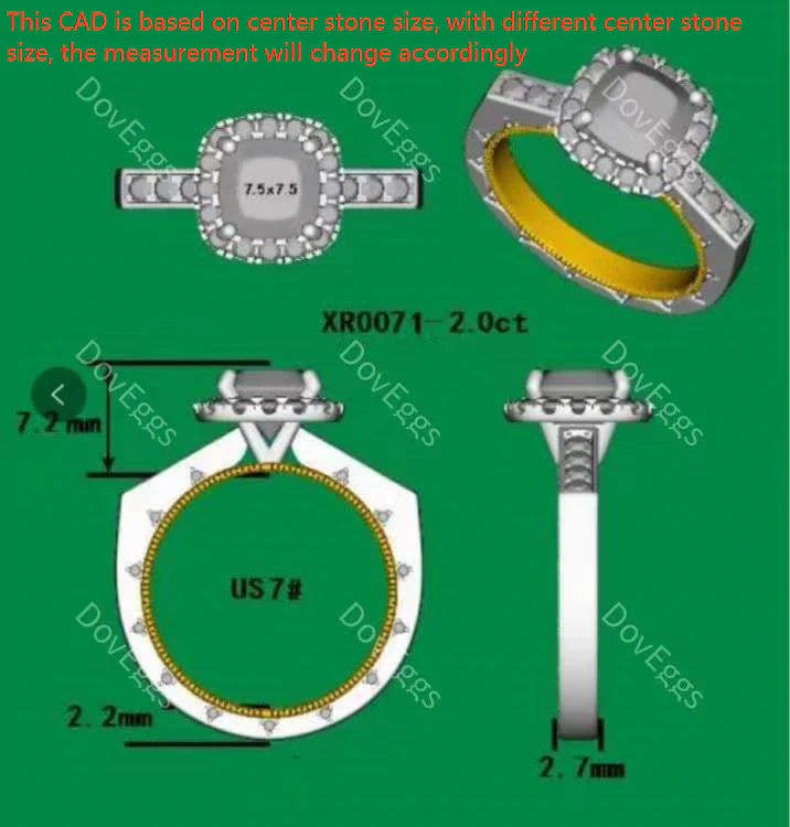 Doveggs pave halo engagement ring only semi-mount only(Exclusively to DovEggs Stones)