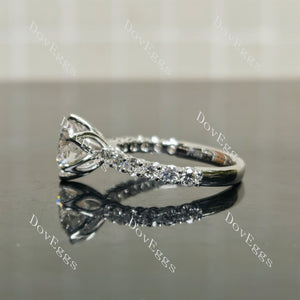 Doveggs Round Pave Half Eternity Lab Grown Diamond Engagement Ring