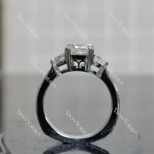 Doveggs radiant three-stone moissanite engagement ring