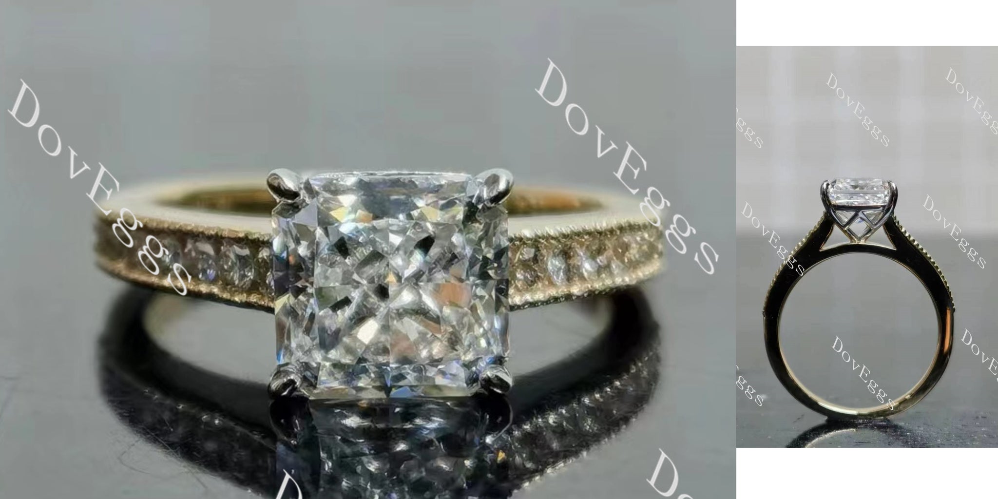 Radiant Half Enternity Lab Grown Diamond Engagement Ring