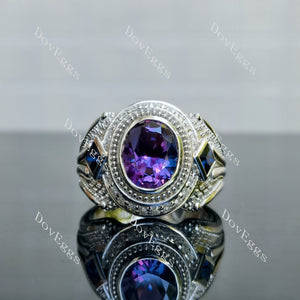 The Trinity oval bezel colored gem engagement ring