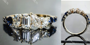 Doveggs art deco pave moissanite & colored gem wedding band-5.9mm band width
