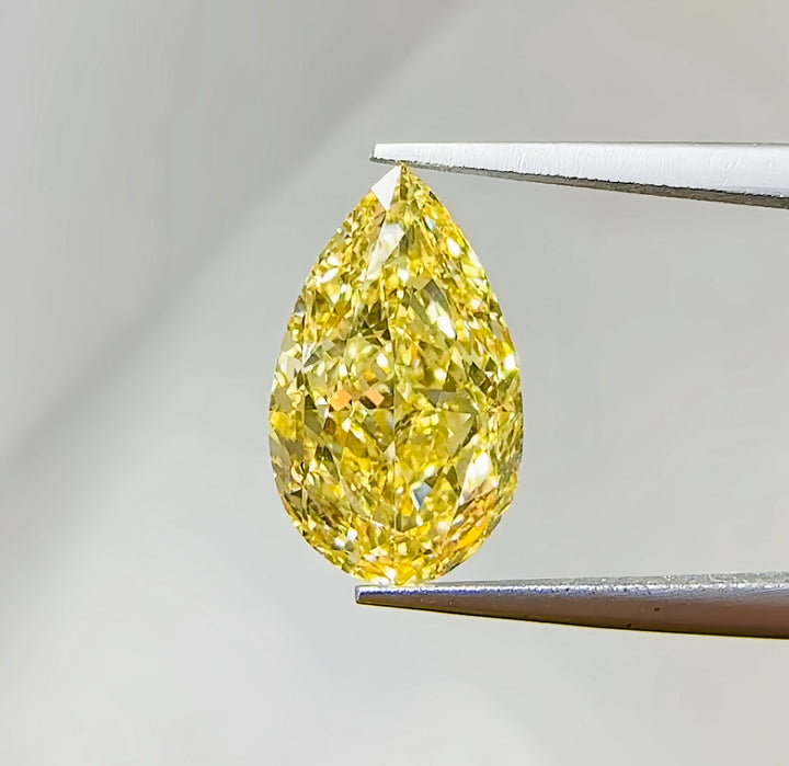 DovEggs 4.51ct pear fancy vivid yellow VS1-LAB GROWN DIAMOND-CPEV696575008
