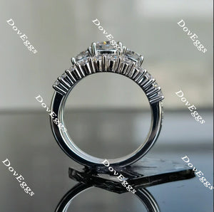 Doveggs three-stone halo pave engagement ring only semi-mount only(Exclusively to DovEggs Stones)