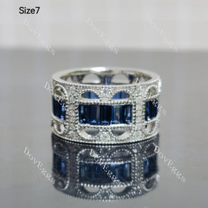 (size 7 & 6) Doveggs sterling silver round baguette colored gem wedding band