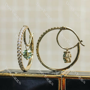 Alma Delia round  colored moissanite/lab grown diamond hoop earrings