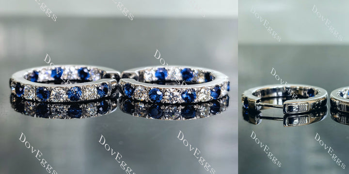 Doveggs round moissanite/lab grown diamond & colored gem earrings (around 22mm diameter) - DovEggs-Seattle