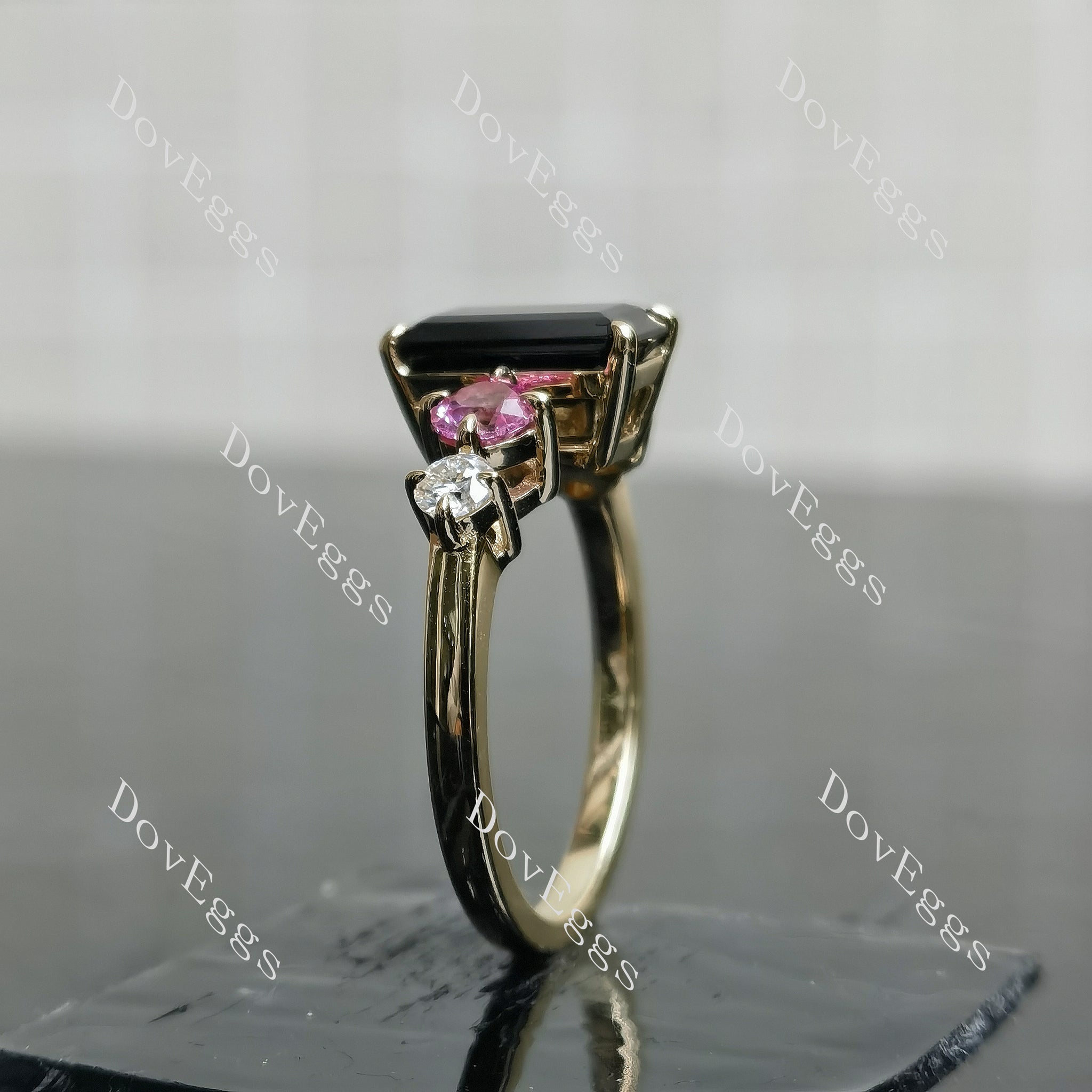Doveggs emerald side stones colored gem engagement ring